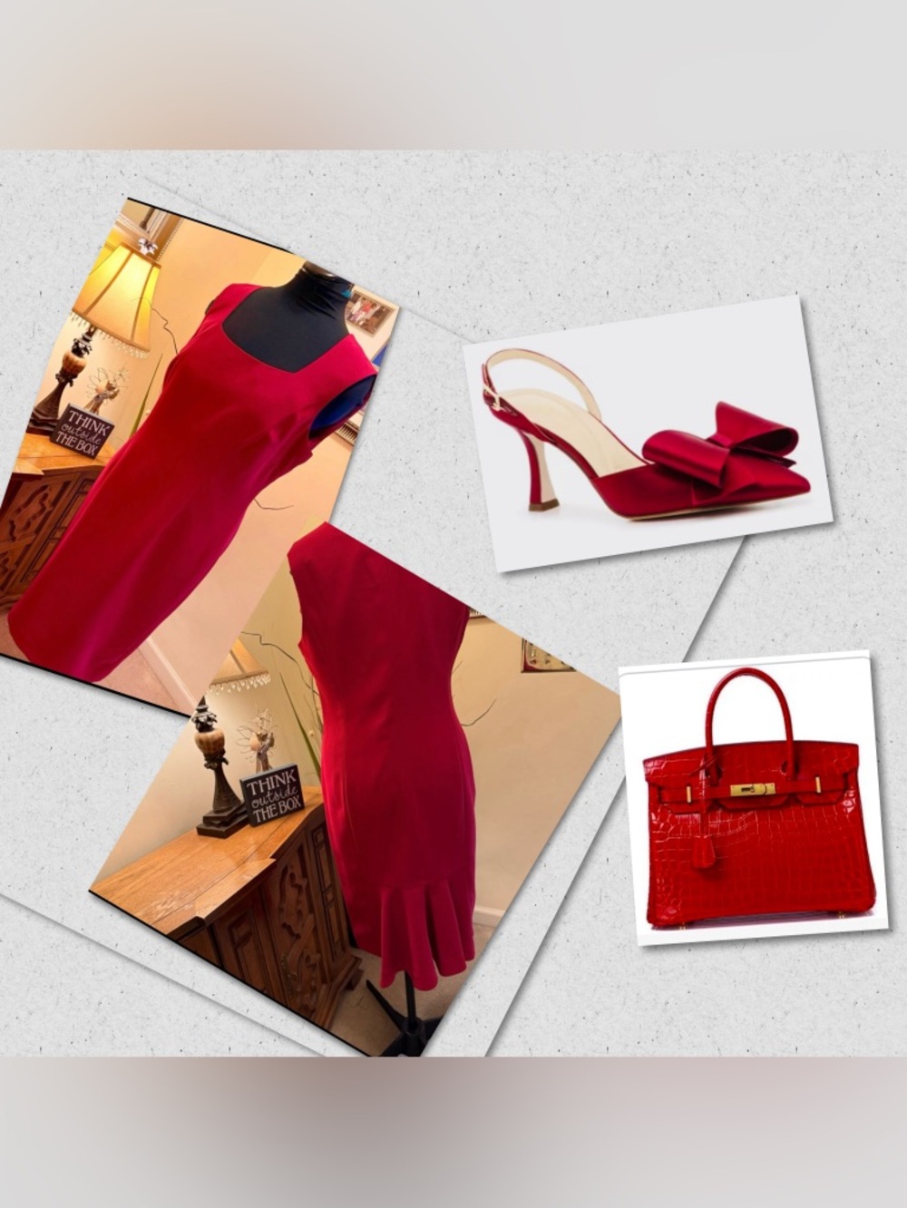 Elegant Red Sleeveless Tailored Dress - Picture 6 of 16